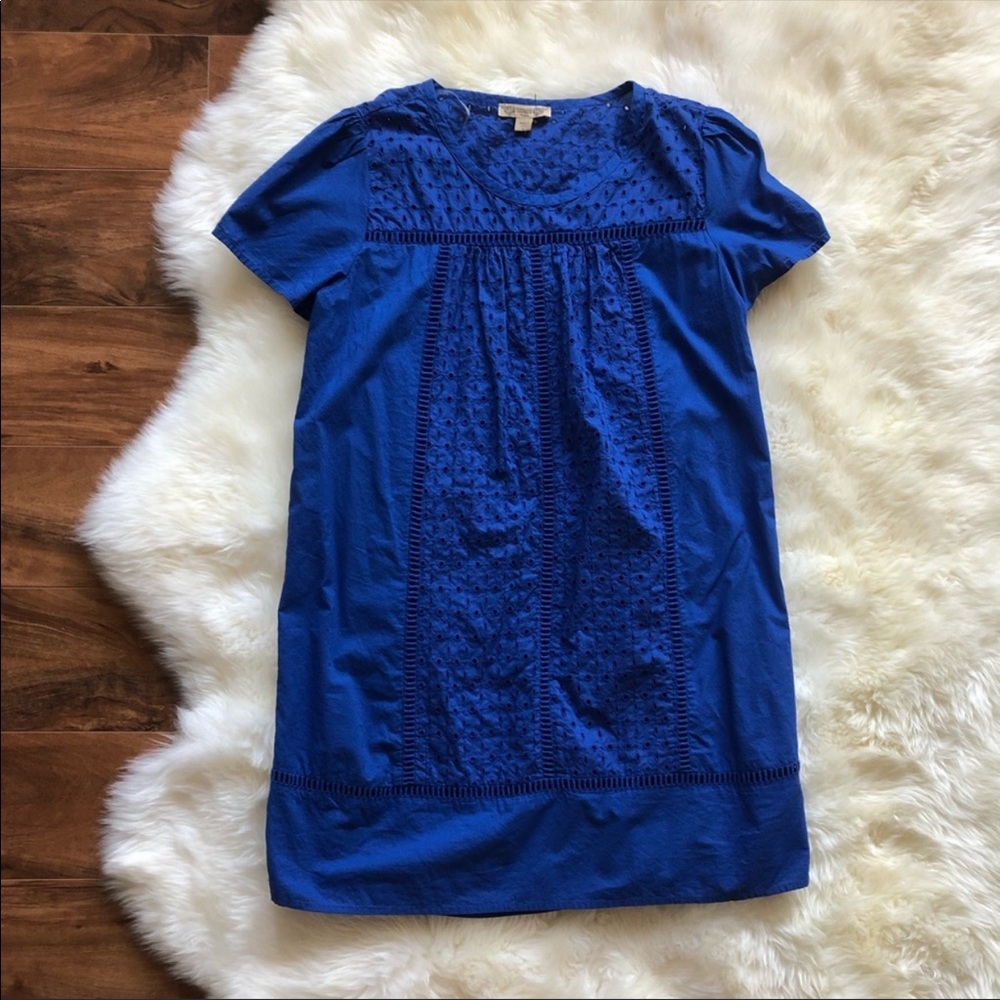 Vintage American Eyelet Shift Dress Short Sleeve